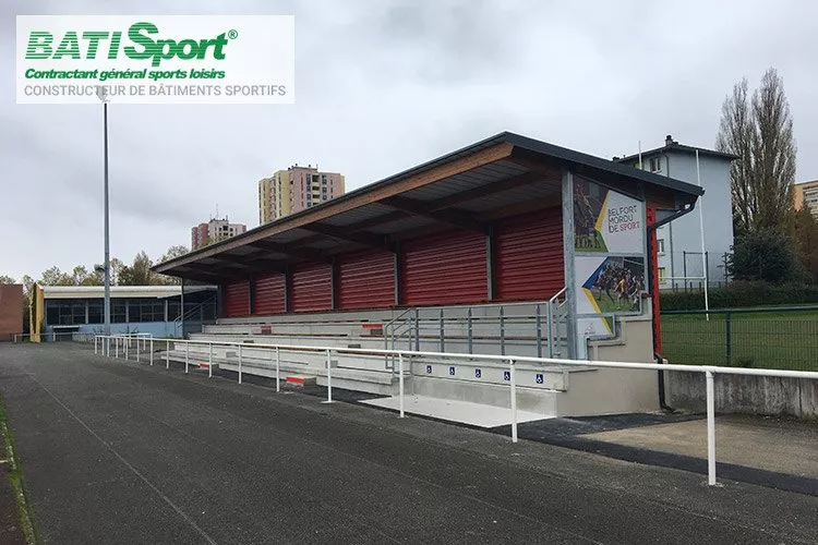 Construction tribune de stade rugby belfort batisport.